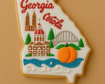 Cortador de galletas del estado de Georgia: diseño de melocotón y encanto sureño