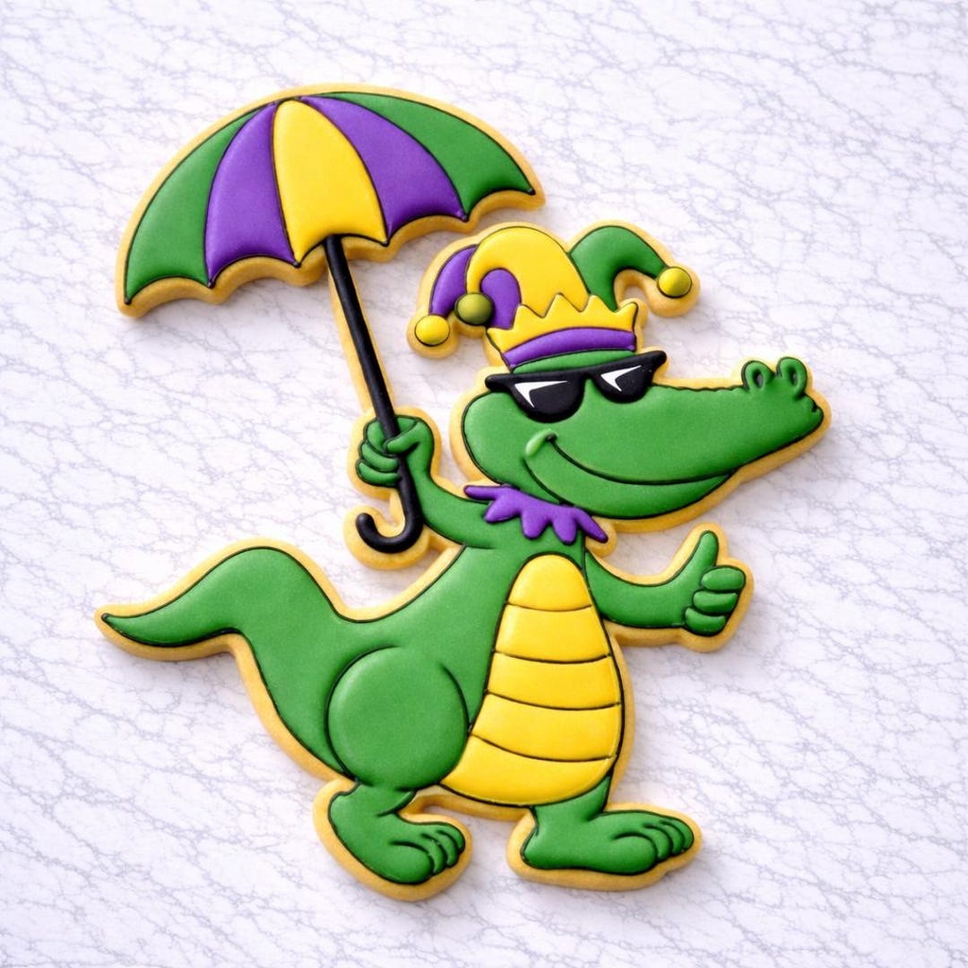 Mardi_gras Gator Cookie Cutter | Mardi Gras Gator Cookie Cutter With ...