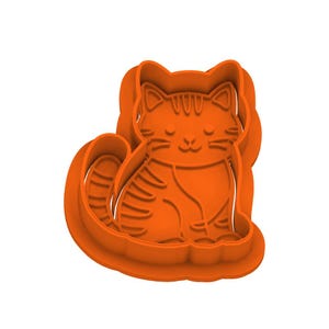 STL Cat_Body - ノブ付きカッターとスタンプ - デジタルクッキーカッター STL ファイル - 2 インチ、3 インチ、4 インチのサイズが含まれています