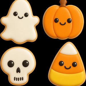 Kawaii Halloween_Set Cookie Cutter | Cute Ghost, Pumpkin, Candy Corn & Skull | Spooky Cute Cookie Cutters