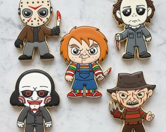Horror 2 Cookie Cutter Set | Slasher Movie Cookie Cutters and Stamps | Halloween Horror Character Cookie Cutter | Scary Movie Baking