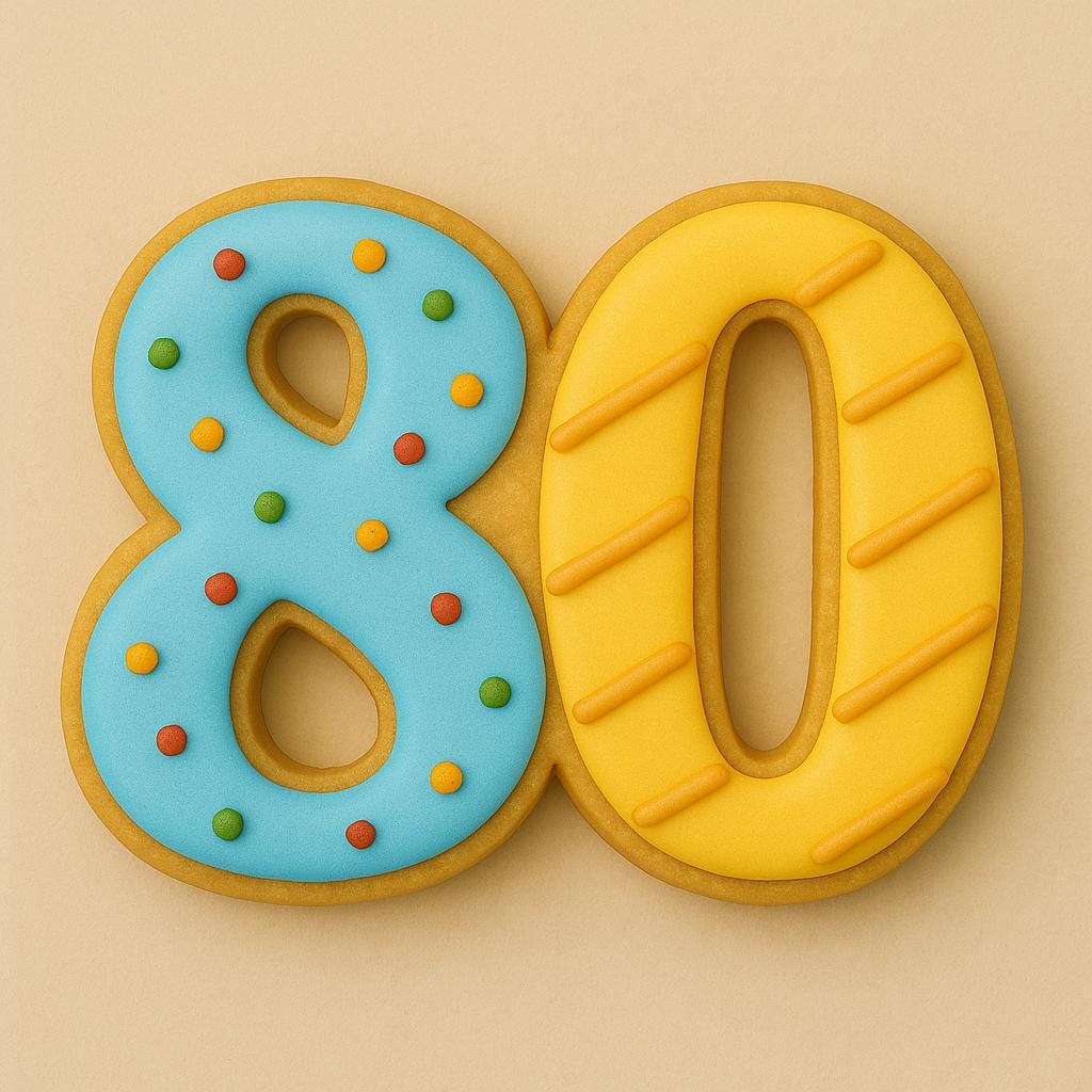 80th birthday cookie cutter shape - eighty and amazing