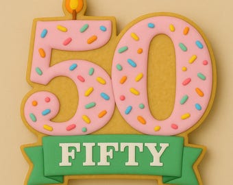 50th Birthday cookie cutter shape - cheers to the big 5-0!