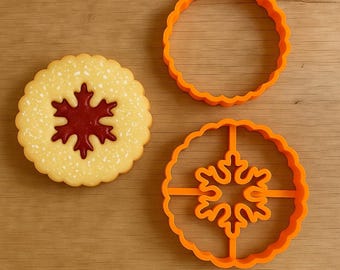 Linzer Snowflake Cookie cutter set - round scalloped with a Snowflake Cut Out - sweet scalloped perfection!