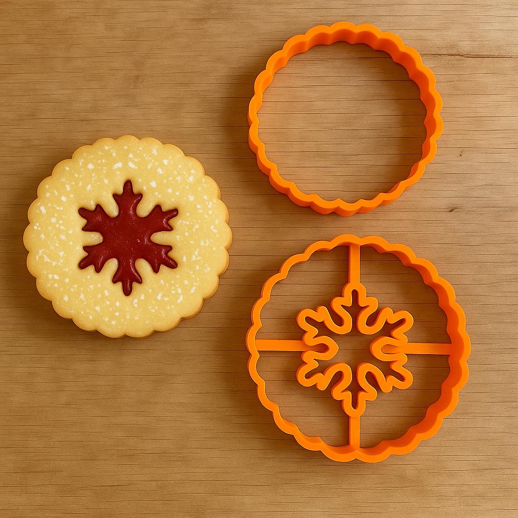 Linzer Snowflake Cookie Cutter Set - Round Scalloped With a Snowflake ...