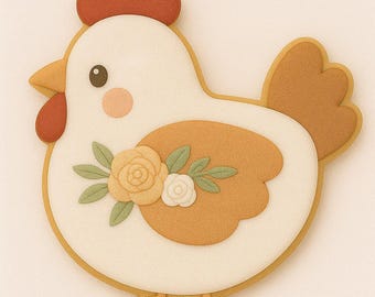 Boho chicken cookie cutter – farmhouse floral hen