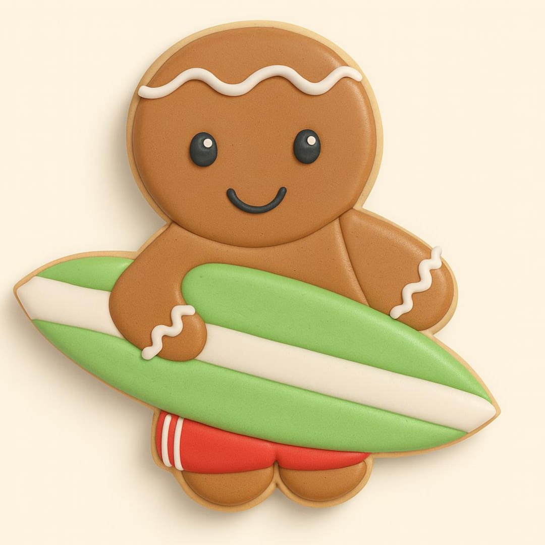 Surfer Gingerbread Man Cookie Cutter | Mele Kalikimaka Cookie | Beach ...