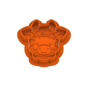 Fichier STL BOHO Cow - emporte-pièce avec tampon et bouton - Fichier STL pour emporte-pièce numérique - 2", 3" et 4" tailles incluses
