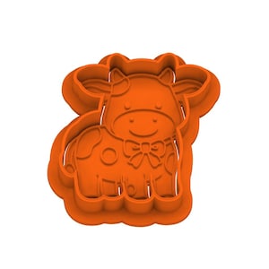 STL Cow_Body - ノブ付きカッターとスタンプが付属。デジタルクッキーカッターSTLファイル - 2インチ、3インチ、4インチサイズ付属