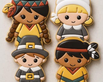 Pilgrim Indians Cookie Set of 4 – A Harvest of Sweetness!
