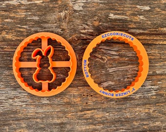 Cortador de galletas Linzer de conejo (2 piezas, redondo festoneado) - Galletas Linzer perfectas para Pascua