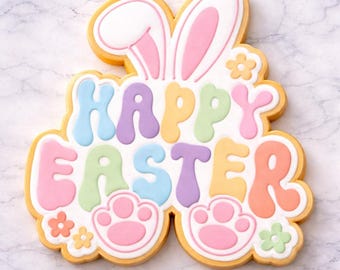 Vrolijke paashaas koekjesvorm | Koekjesuitsteker met paashaasoren | Koekjesvorm voor lentepasen | Bunny Easter-suikerkoekjesvormer