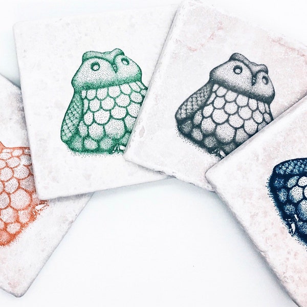 Tile Coasters, Owl Coaster Set, Owl Gift For Her, Drink Coaster Set of 4, Owl Decor