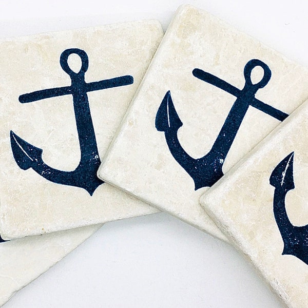 Gift For Him, Anchor Coasters, Beach House Decor, Nautical Decor, Boater Gift, Wine Coasters, Wine Gifts