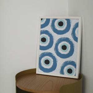 Evil Eye Print, Spiritual Poster, Boho Wall Art, Aesthetic Room Decor, Protection Wall Art, Greek Evil Eye Print, Blue Print, Greece