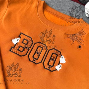 Boo Embroidered Halloween Shirt - Embroidered Shirt, Spooky Season Shirt, Halloween Embroidery, Halloween Gifts, Embroidered Ghost