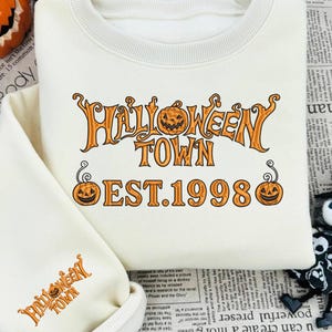 Embroidered  Halloweentown EST 1998 Sweatshirt, Vintage 90s Halloween University Crewneck, Halloween Season Gifts for Horror Lovers