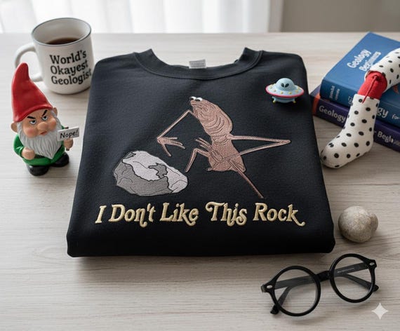 Embroidered Marcus The Worm Shirt, I Don&#39;t Like This Rock Sweatshirt, Marcus The Worm Meme Shirt, Funny Meme Shirts, Gift For Him, Xmas Gift