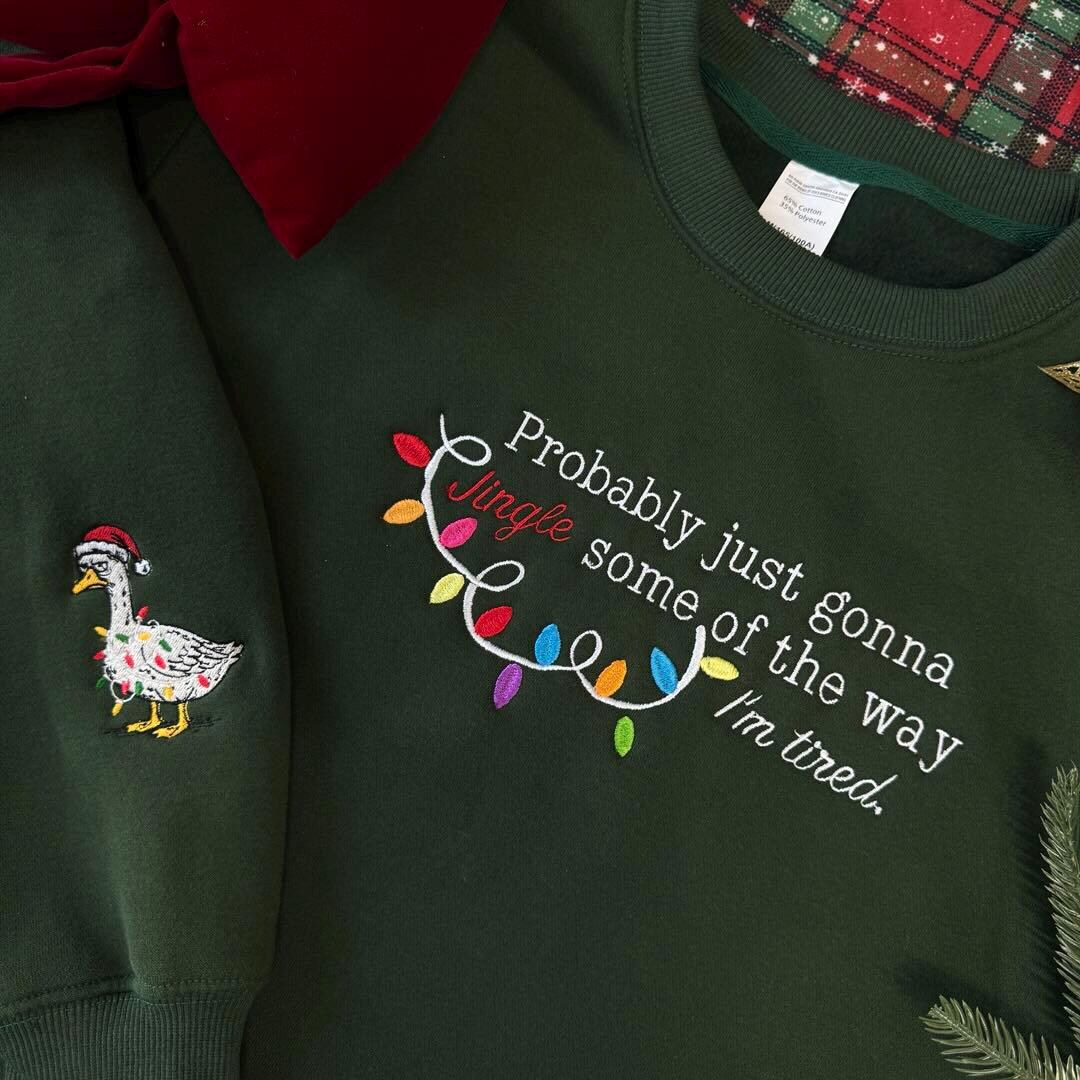 I’m Tired Christmas Embroidered Pullover