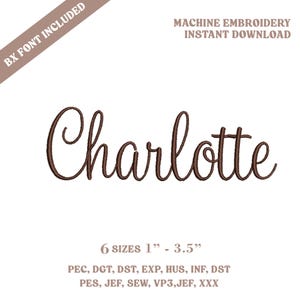 Police de broderie cursive douce BX, alphabet de broderie machine Charlotte Script, police de monogramme cursive, PES DST, téléchargement instantané
