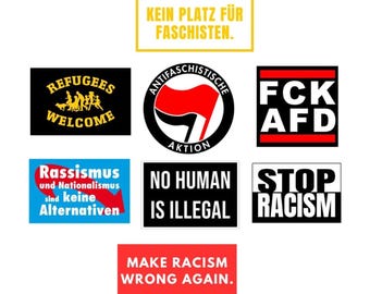 Anti-Right-Wing Sticker Set, 8 pieces, FCK AFD, against racism, sticker set - stickers for walls, windows, laptops and notebooks