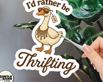 Id Rather Be Thrifting Silly Goose PNG | Retro Animal Art (Digital Download)