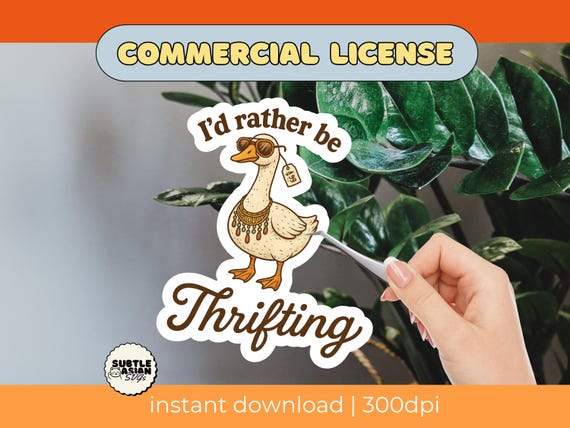 Id Rather Be Thrifting Silly Goose PNG | Retro Animal Art (Digital Download)