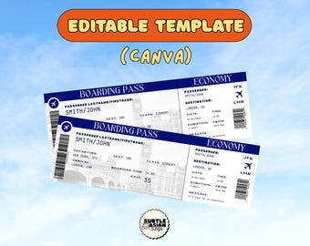 Surprise Trip Ticket | Editable Vacation Reveal Boarding Pass (Digital Download)