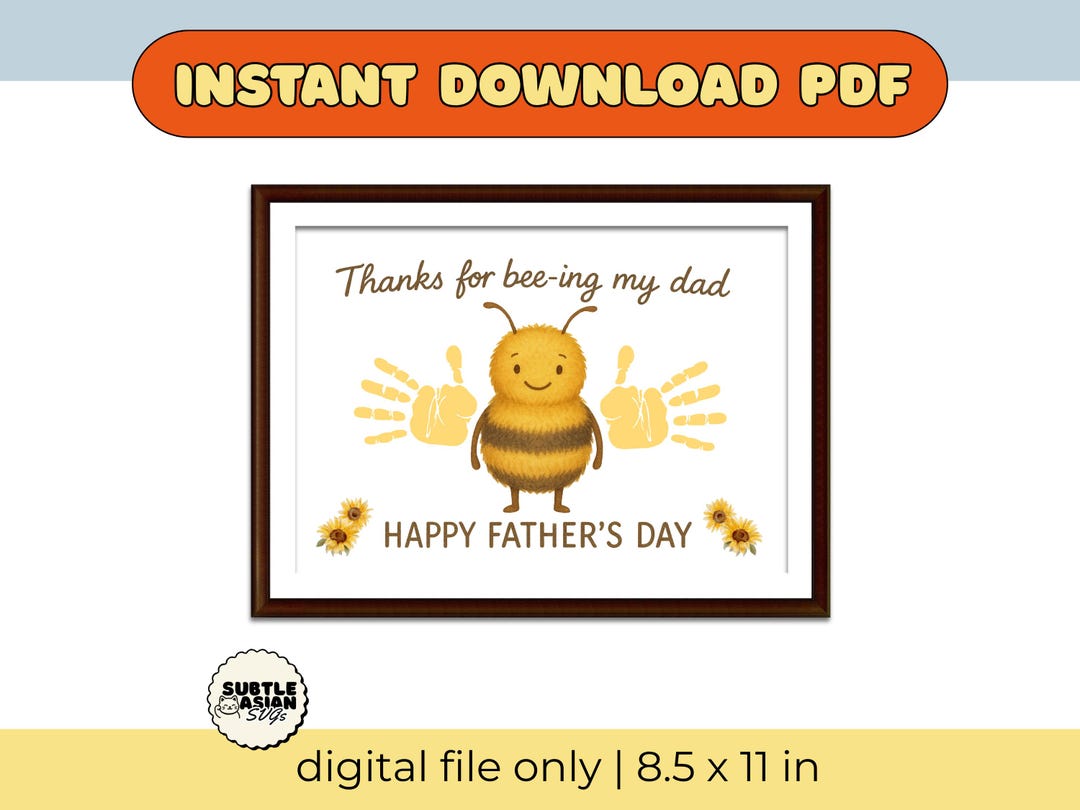 Bee Handprint Father's Day Craft | Gift for Dad (PDF Digital Download ...