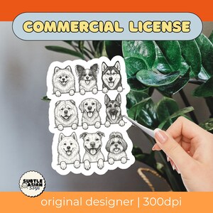 Cadeau mignon pour amoureux des chiens | Illustration de chiens furtifs PNG | Téléchargement numérique