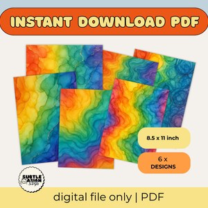 Alcohol Ink Rainbow Digital Papers | Junk Journaling Paper Craft | Gift for Crafters | Instant Download PDF