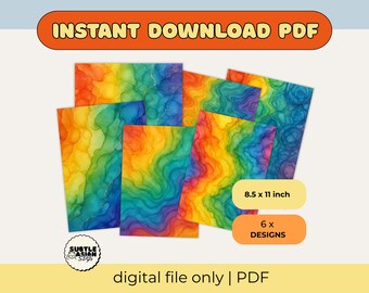 Alcohol Ink Rainbow Digital Paper | Scrapbook, Journal (PDF)