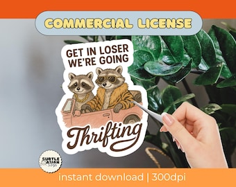 Thrifting Raccoon PNG | Funny Millennial Design (Digital Download)
