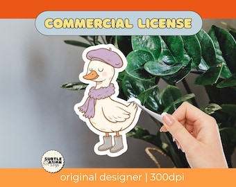 Silly Goose On The Loose PNG | Parisian Beret Sophisticated Goose | Lilac Goose Digital Download