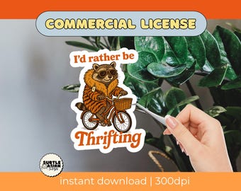 Id Rather Be Thrifting Raccoon PNG | Funny Animal Lover Gift (Digital Download)