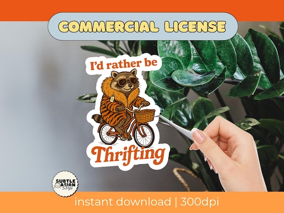 Id Rather Be Thrifting Raccoon PNG | Funny Animal Lover Gift (Digital Download)