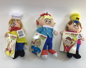 Kellogg's Snap Crackle and Pop Vintage Advertising Bean Bag Plush Toys