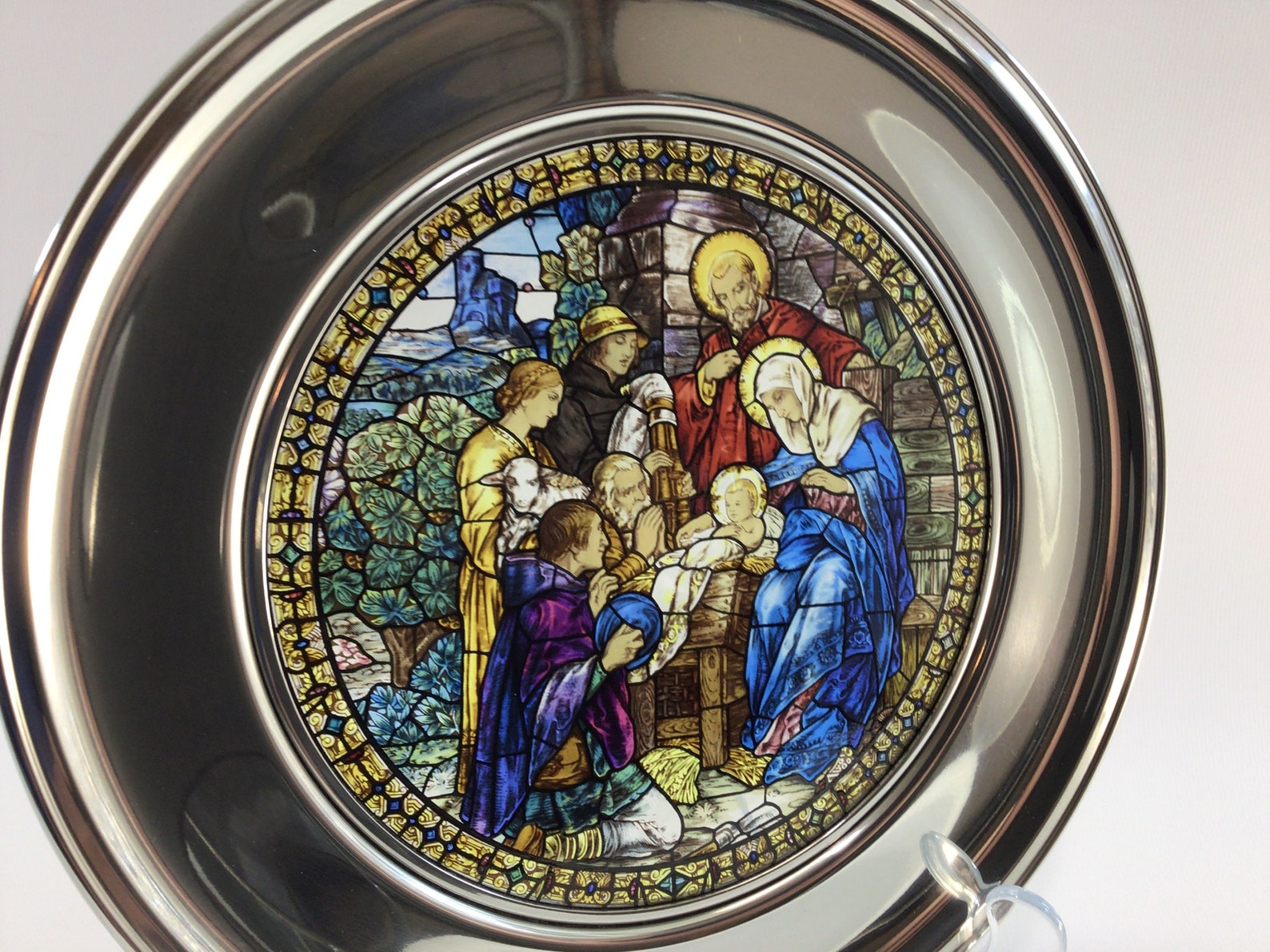 Pewter Stained Glass 10 Plate 1988 Christmas Plate the Etsy