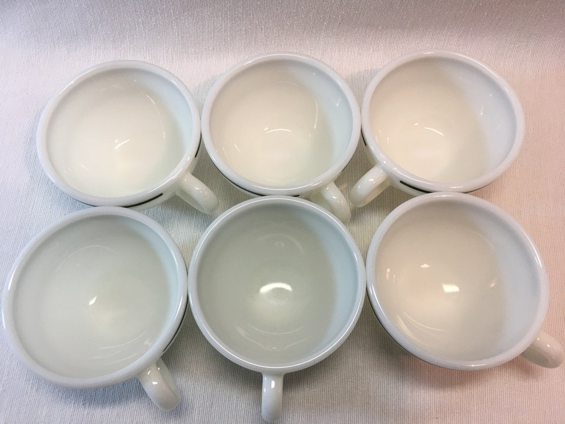Pyrex Corning Coffee Cups Vintage Retro White Glass With Army - Etsy