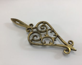 Decorative Gold Tone Sad Iron Trivet Vintage Cast Iron Home Decor