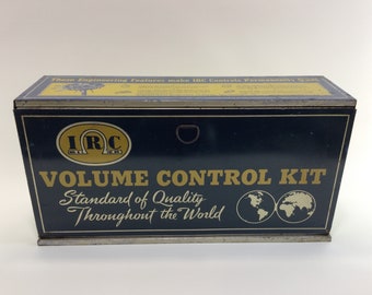 Vintage Advertising Steel Box Electronics Parts Storage Container IRC Volume Control Kit