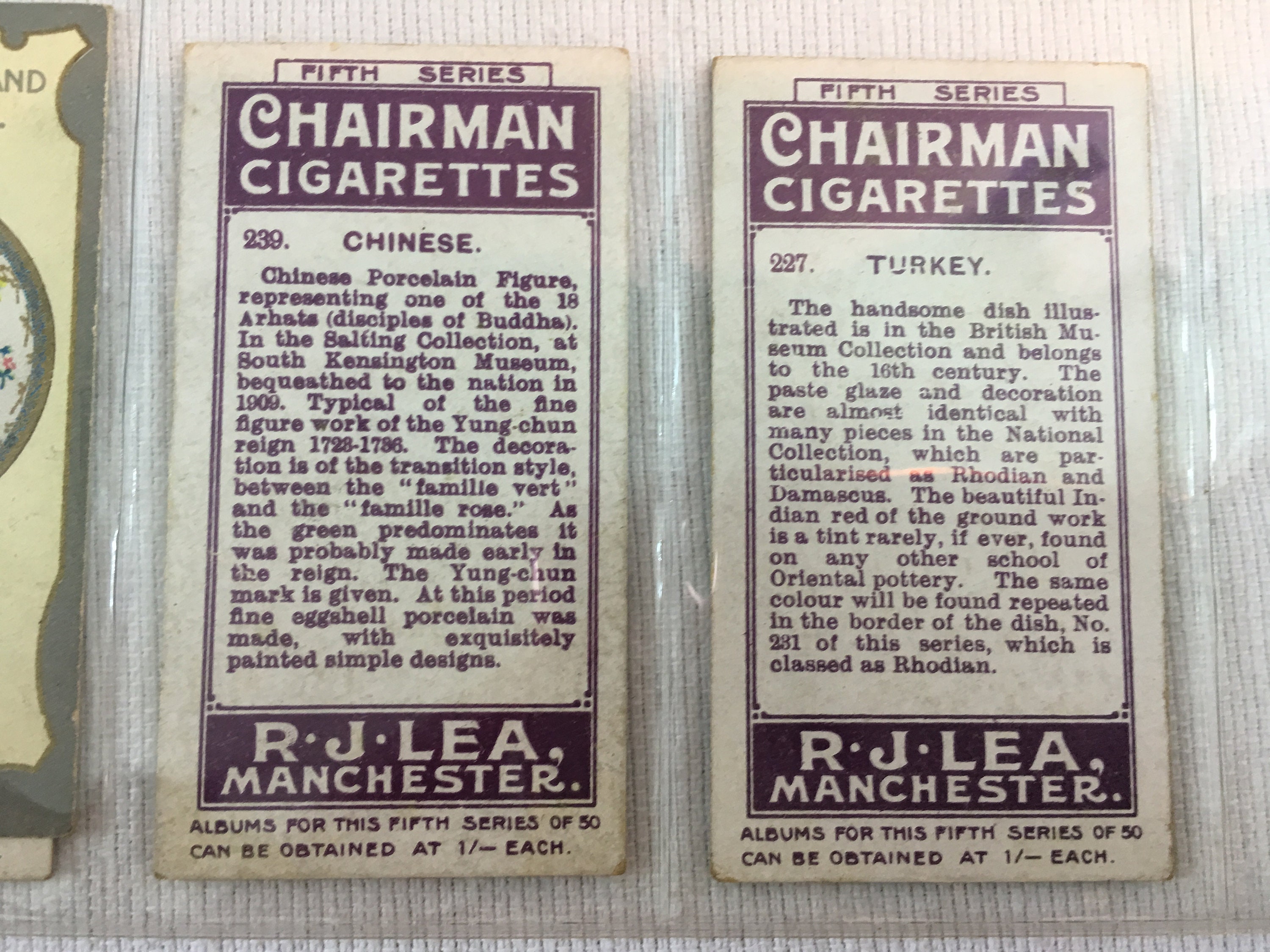 Antique Chairman Cigarettes Trade Cards Old Pottery & Porcelain 5th Series 