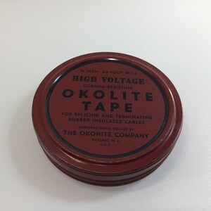 Vintage Advertising Tin Can Okolite Tape High Voltage Corona Resisting