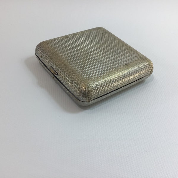 Art Deco Cigarette Case Non-Filter Size Silver Finish Brass Engraved Collectible Tobacciana