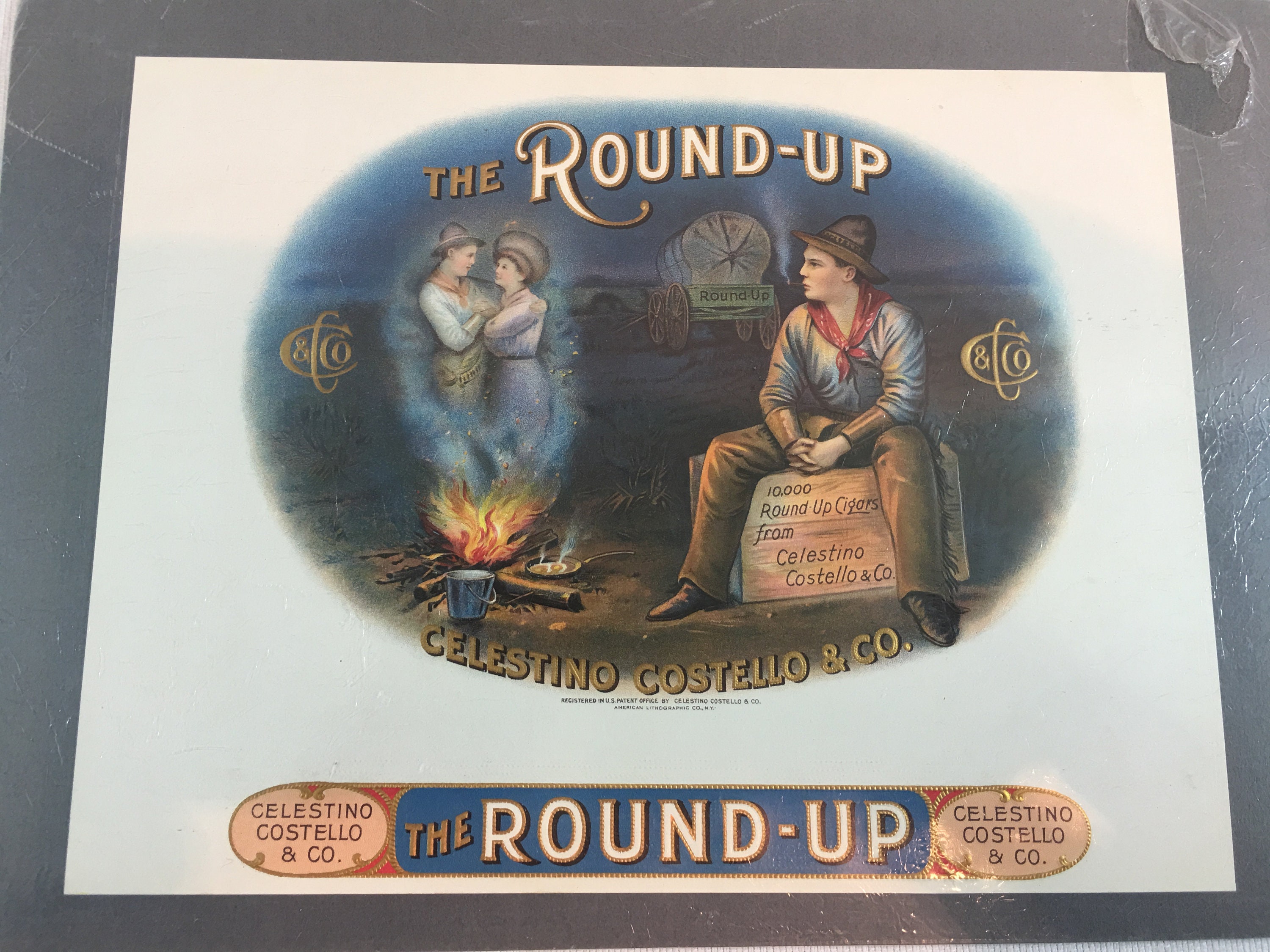 Vintage Roundup Cigar Box Label Celestino Costello & Co Etsy