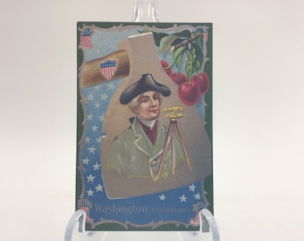 Antique Postcard Embossed Silver Gilt George Washington Birthday Series No 2 Industry