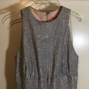 1980s Disco Jumpsuit Metallic Silver Shimmer Bell Bottom Sleeveless Fire House Size Med