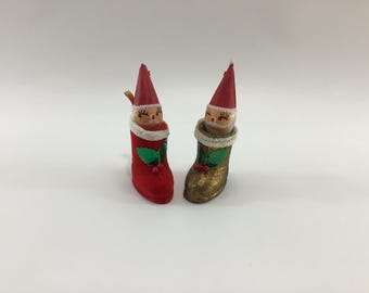 Santa Claus in Boot Tree Ornaments Vintage Kitschy Christmas Holiday Decor