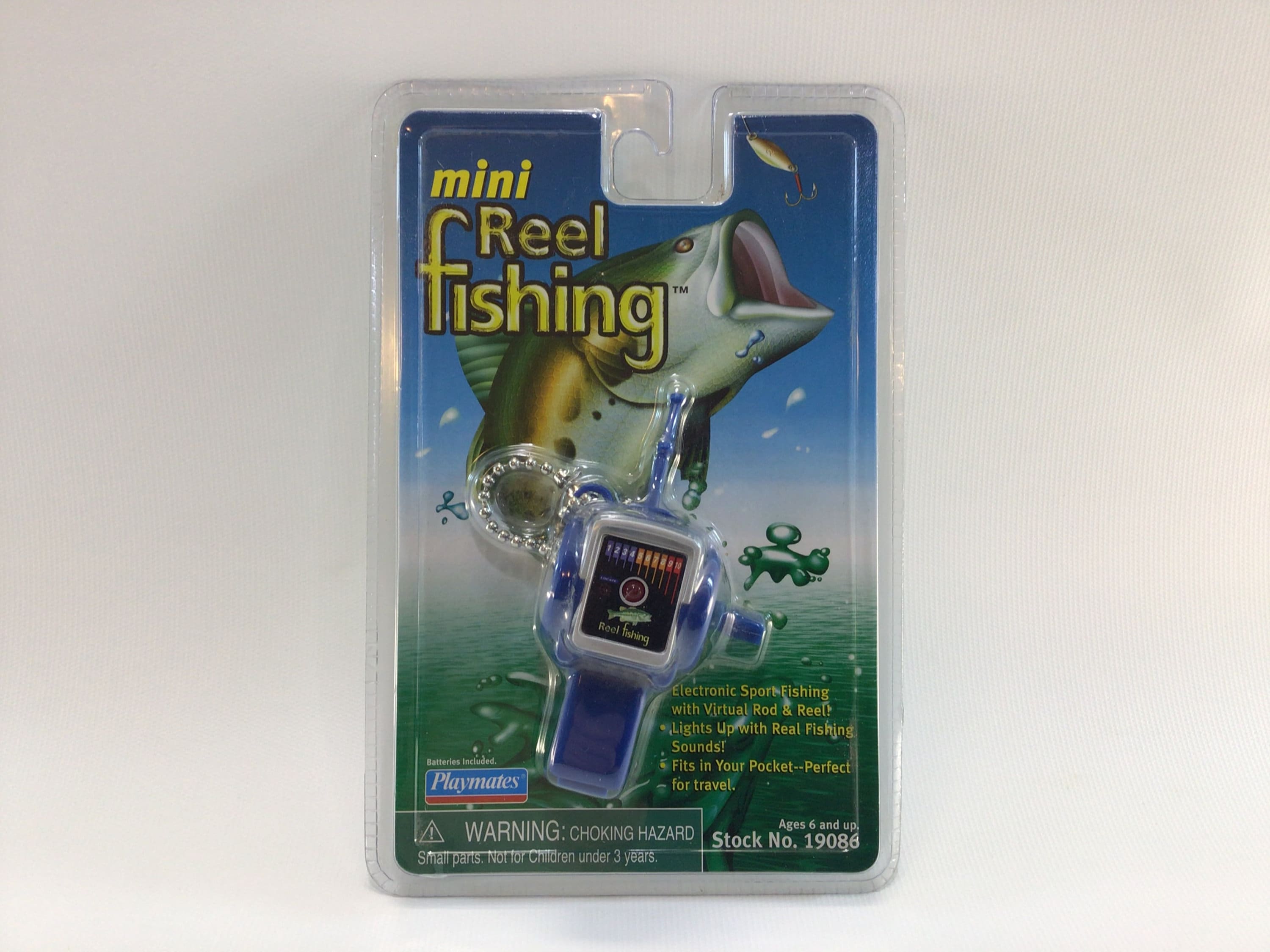 Playmates Mini Reel Fishing Keychain Electronic Game Fun