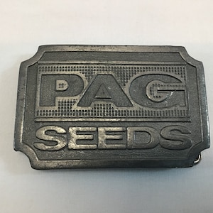 PAG Seeds Belt Buckle Vintage 1990&#39;s Hit Line Mfg. Made in U.S.A.